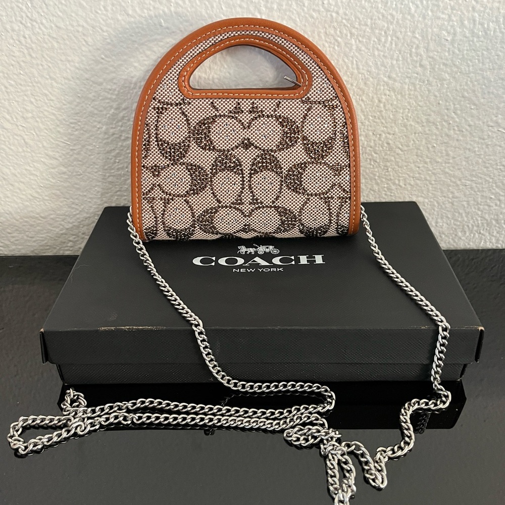 Coach Top Handle Card Case in Crystal Signature Jacquard CX243